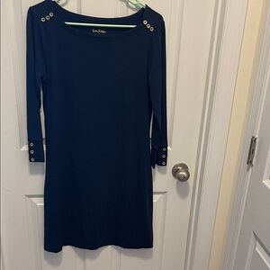 Lilly Pulitzer Navy Blue Dress with Gold Button Accents